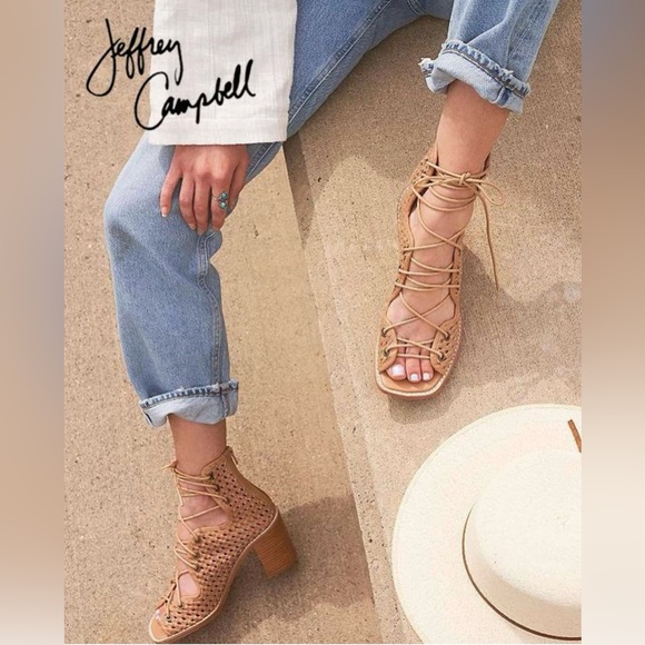 Jeffrey Campbell Shoes - NWOT Jeffrey Campbell - Free People- Lahaina Beige Woven heel